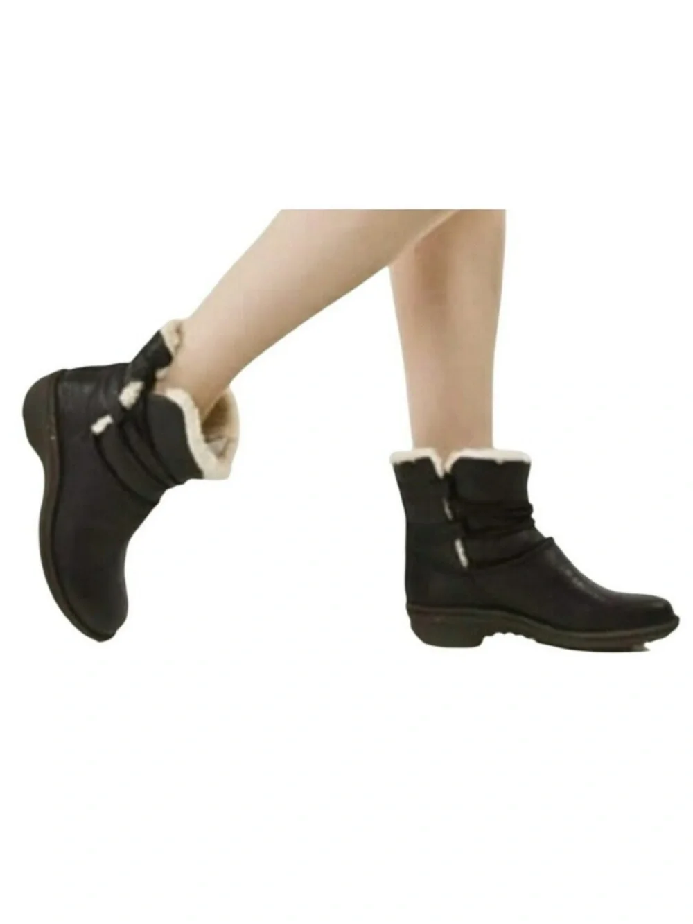 Ugg Caspia 1932 Winter Leather Sheepskin Moto Ankle Boot Black Sz 10 EUC Rugged